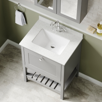 Hudson Reed Bexley Floor Standing Vanity Unit with 1TH Marble Top Basin 600mm Wide - Cool Grey