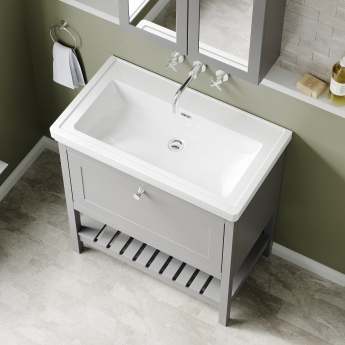 Hudson Reed Bexley Floor Standing Vanity Unit with 0TH Basin 800mm Wide - Cool Grey