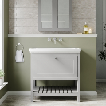 Hudson Reed Bexley Floor Standing Vanity Unit with 0TH Basin 800mm Wide - Cool Grey