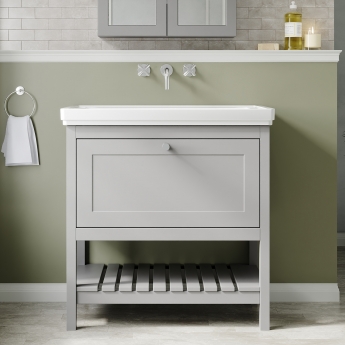 Hudson Reed Bexley Floor Standing Vanity Unit with 0TH Basin 800mm Wide - Cool Grey