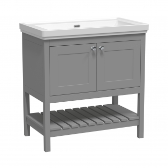 Hudson Reed Bexley Floor Standing Vanity Unit with 0TH Basin 800mm Wide - Cool Grey