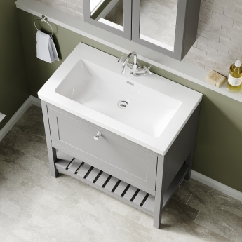 Hudson Reed Bexley Floor Standing Vanity Unit with 1TH Contemporary Basin 800mm Wide - Cool Grey | Product Image
