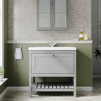 Hudson Reed Bexley Floor Standing Vanity Unit with 1TH Contemporary Basin 800mm Wide - Cool Grey | Product Image