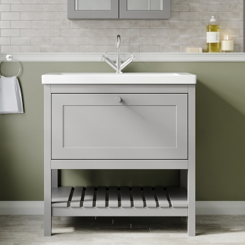Hudson Reed Bexley Floor Standing Vanity Unit with 1TH Contemporary Basin 800mm Wide - Cool Grey | Product Image