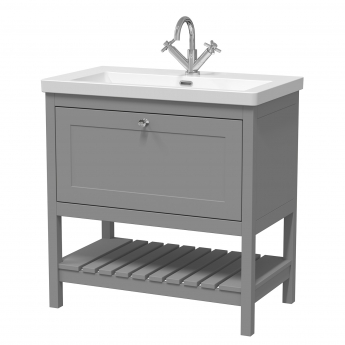 Hudson Reed Bexley Floor Standing Vanity Unit with 1TH Contemporary Basin 800mm Wide - Cool Grey | Product Image