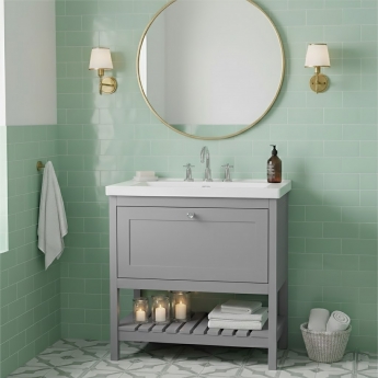 Hudson Reed Bexley 800mm Floor Standing Vanity Unit with Fireclay Basin