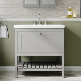 Hudson Reed Bexley 800mm Floor Standing Vanity Unit with Fireclay Basin