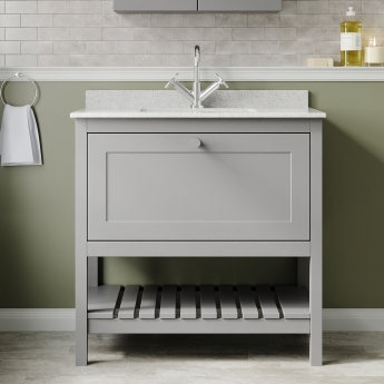 Hudson Reed Bexley 800mm Floor Standing Vanity Unit with Marble Top Basin