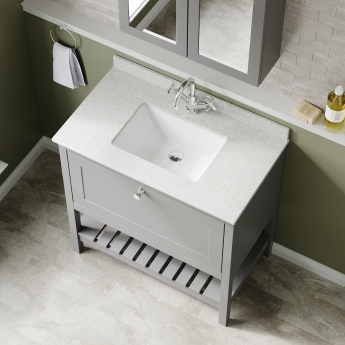 Hudson Reed Bexley Floor Standing Vanity Unit with 1TH Marble Top Basin 800mm Wide - Cool Grey