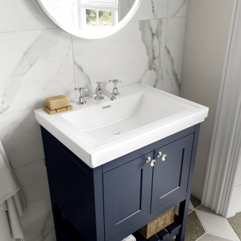 Hudson Reed Bexley Floor Standing Vanity Unit with 3TH Basin 600mm Wide - Indigo Blue