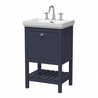 Hudson Reed Bexley Floor Standing Vanity Unit with 3TH Basin 500mm Wide - Indigo Blue
