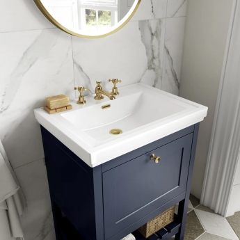 Hudson Reed Bexley Floor Standing Vanity Unit with 3TH Basin 500mm Wide - Indigo Blue