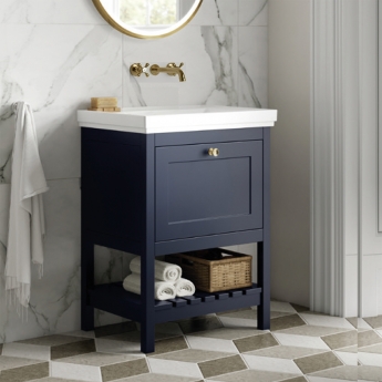 Hudson Reed Bexley Floor Standing Vanity Unit with 0TH Basin 500mm Wide - Indigo Blue