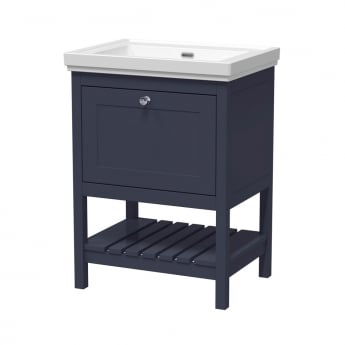 Hudson Reed Bexley Floor Standing Vanity Unit with 0TH Basin 600mm Wide - Indigo Blue