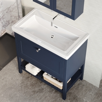 Hudson Reed Bexley Floor Standing Vanity Unit with 0TH Basin 800mm Wide - Indigo Blue