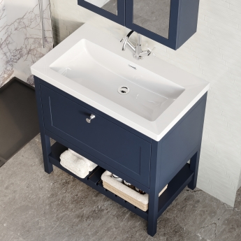 Hudson Reed Bexley Floor Standing Vanity Unit with 1TH Contemporary Basin 800mm Wide - Indigo Blue | Product Image