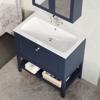 Hudson Reed Bexley Floor Standing Vanity Unit with 1TH Stone Basin 800mm Wide - Indigo Blue | Product Image