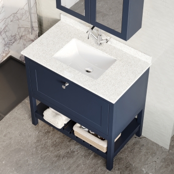 Hudson Reed Bexley Floor Standing Vanity Unit with 1TH Marble Top Basin 800mm Wide - Indigo Blue