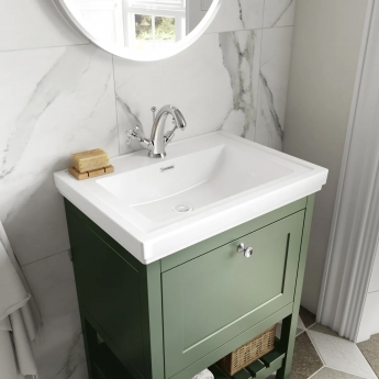 Hudson Reed Bexley Floor Standing Vanity Unit with 1TH Basin 500mm Wide - Fern Green