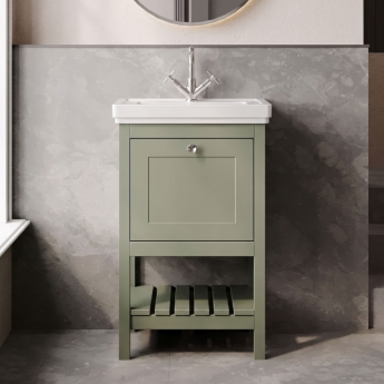 Hudson Reed Bexley 500mm Floor Standing Vanity Unit with Fireclay Basin | Product Image