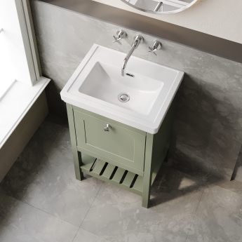 Hudson Reed Bexley Floor Standing Vanity Unit with 0TH Basin 500mm Wide - Fern Green | Product Image