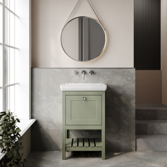 Hudson Reed Bexley Floor Standing Vanity Unit with 0TH Basin 500mm Wide - Fern Green | Product Image
