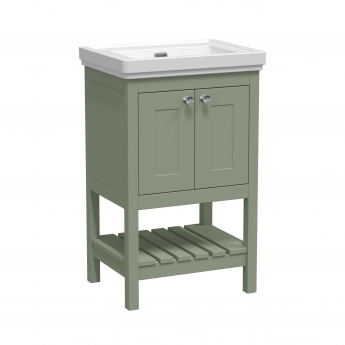 Hudson Reed Bexley Floor Standing Vanity Unit with 0TH Basin 500mm Wide - Fern Green