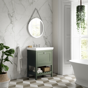 Hudson Reed Bexley Floor Standing Vanity Unit with 3TH Basin 500mm Wide - Fern Green