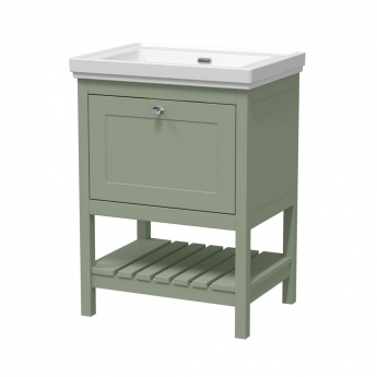 Hudson Reed Bexley Floor Standing Vanity Unit with 0TH Basin 600mm Wide - Fern Green