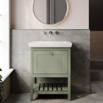Hudson Reed Bexley 600mm Floor Standing Vanity Unit with Fireclay Basin | Product Image