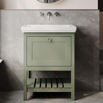 Hudson Reed Bexley 600mm Floor Standing Vanity Unit with Fireclay Basin | Product Image