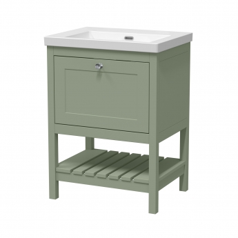 Hudson Reed Bexley Floor Standing Vanity Unit with 0TH Contemporary Basin 600mm Wide - Fern Green | Product Image
