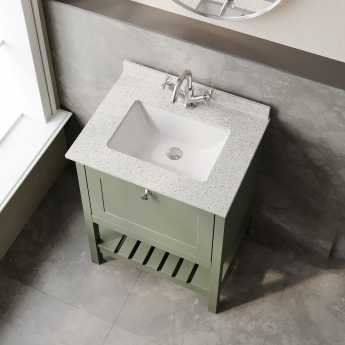 Hudson Reed Bexley Floor Standing Vanity Unit with 1TH Marble Top Basin 600mm Wide - Fern Green