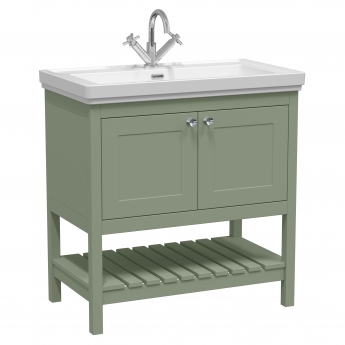 Hudson Reed Bexley Floor Standing Vanity Unit with 1TH Basin 800mm Wide - Fern Green