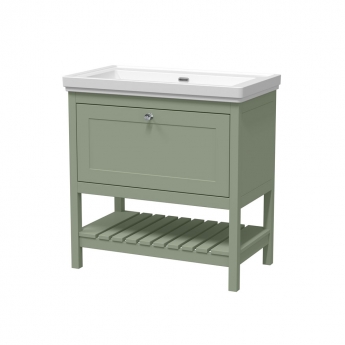 Hudson Reed Bexley Floor Standing Vanity Unit with 0TH Basin 800mm Wide - Fern Green