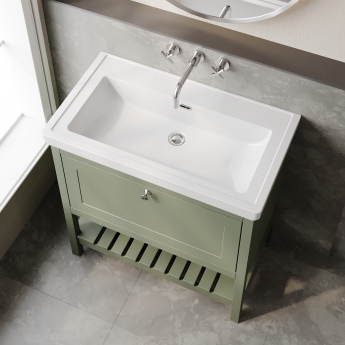 Hudson Reed Bexley Floor Standing Vanity Unit with 0TH Basin 800mm Wide - Fern Green
