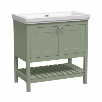 Hudson Reed Bexley Floor Standing Vanity Unit with 0TH Basin 800mm Wide - Fern Green