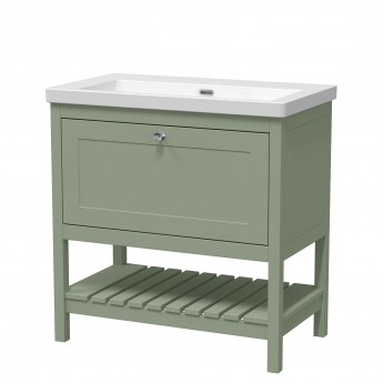 Hudson Reed Bexley Floor Standing Vanity Unit with 0TH Contemporary Basin 800mm Wide - Fern Green | Product Image