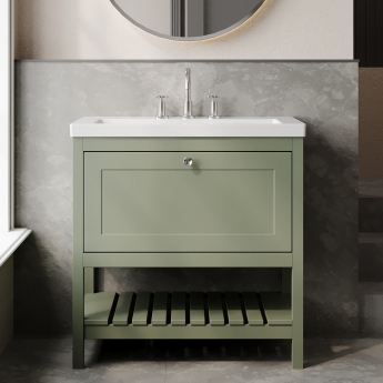 Hudson Reed Bexley 800mm Floor Standing Vanity Unit with Fireclay Basin