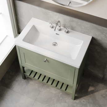 Hudson Reed Bexley Floor Standing Vanity Unit with 3TH Contemporary Basin 800mm Wide - Fern Green | Product Image