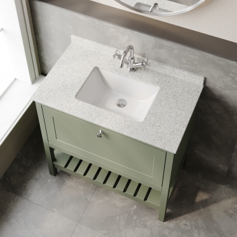 Hudson Reed Bexley Floor Standing Vanity Unit with 1TH Marble Top Basin 800mm Wide - Fern Green