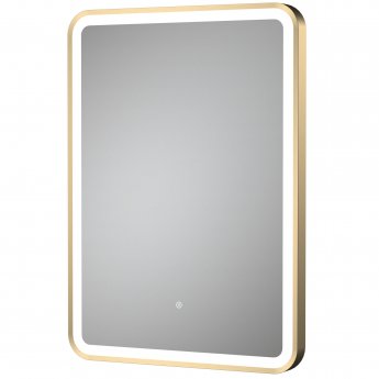 Hudson Reed Brushed Brass Framed Bathroom Mirror with Touch Sensor 700mm H x 500mm W