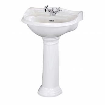 Hudson Reed Chancery Basin with Full Pedestal 500mm Wide - 1 Tap Hole