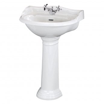 Hudson Reed Chancery Basin with Full Pedestal 500mm Wide - 1 Tap Hole