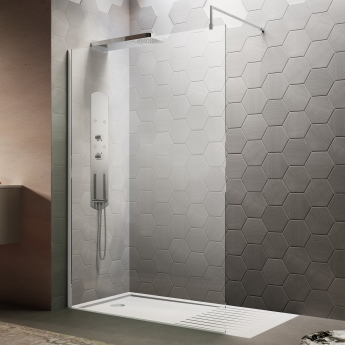 Hudson Reed Wet Room Screen with Support Bar 900mm Wide - 8mm Glass