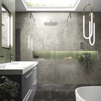 Hudson Reed Wet Room Screen with Support Arms and Feet 1200mm Wide - 8mm Glass