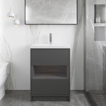Hudson Reed Coast Floor Standing Vanity Unit with Basin 1 600mm Wide - Gloss Grey