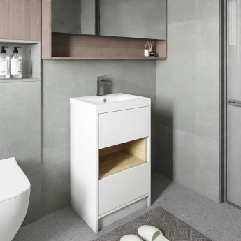 Hudson Reed Coast Floor Standing Vanity Unit with Basin 2 500mm Wide - Gloss White