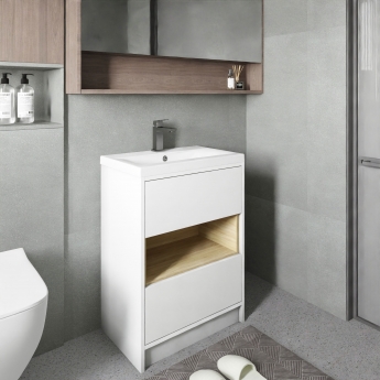 Hudson Reed Coast Floor Standing Vanity Unit with Basin 1 600mm Wide - Gloss White