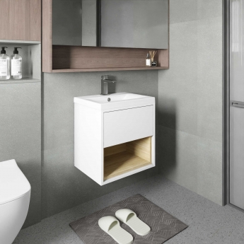 Hudson Reed Coast Wall Hung Vanity Unit with Basin 2 500mm Wide - Gloss White